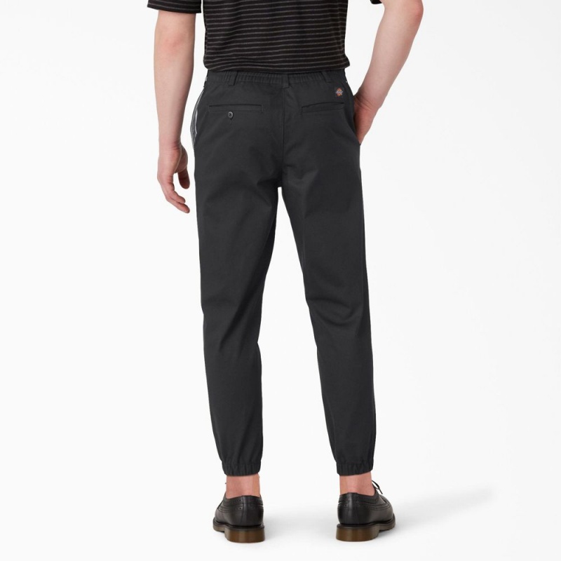 Men's Dickies Regular Fit Cropped Jogger Work Pants Black | 2853019-IM