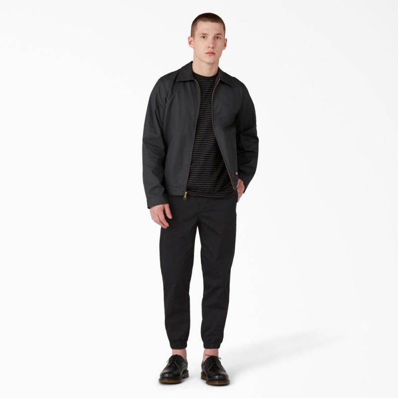 Men's Dickies Regular Fit Cropped Jogger Work Pants Black | 2853019-IM