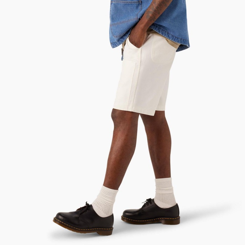 Men's Dickies Regular Fit Duck Canvas Chap Shorts White | 0173852-ES