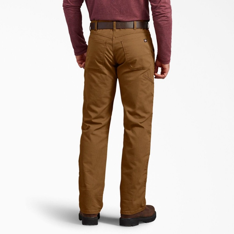 Men's Dickies Regular Fit Duck Double Knee Pants Brown | 7956123-GI