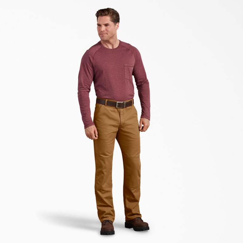 Men's Dickies Regular Fit Duck Double Knee Pants Brown | 7956123-GI