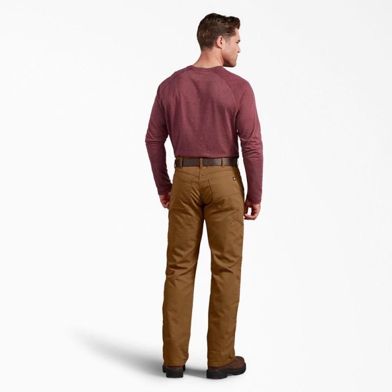 Men's Dickies Regular Fit Duck Double Knee Pants Brown | 7956123-GI