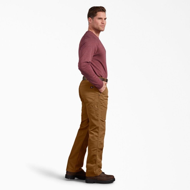 Men's Dickies Regular Fit Duck Double Knee Pants Brown | 7956123-GI