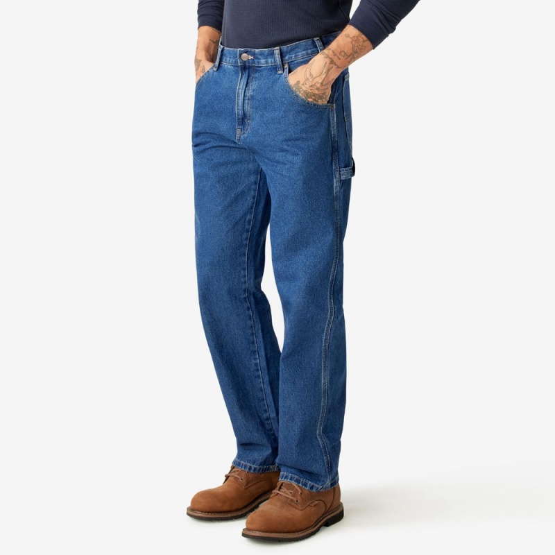 Men's Dickies Relaxed Fit Carpenter Jeans Blue | 9025376-WL