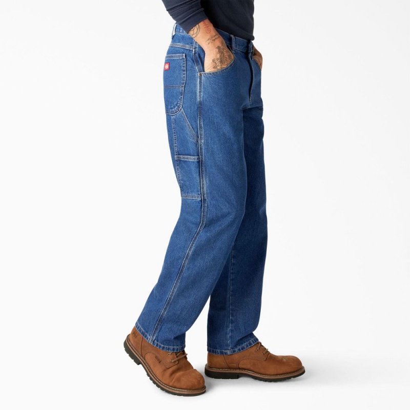 Men's Dickies Relaxed Fit Carpenter Jeans Blue | 9025376-WL