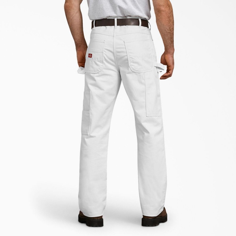 Men's Dickies Relaxed Fit Double Knee Carpenter Painter's Pants White | 1658027-AY