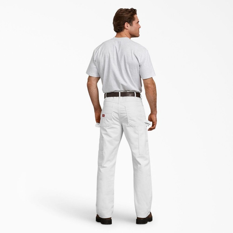 Men's Dickies Relaxed Fit Double Knee Carpenter Painter's Pants White | 1658027-AY