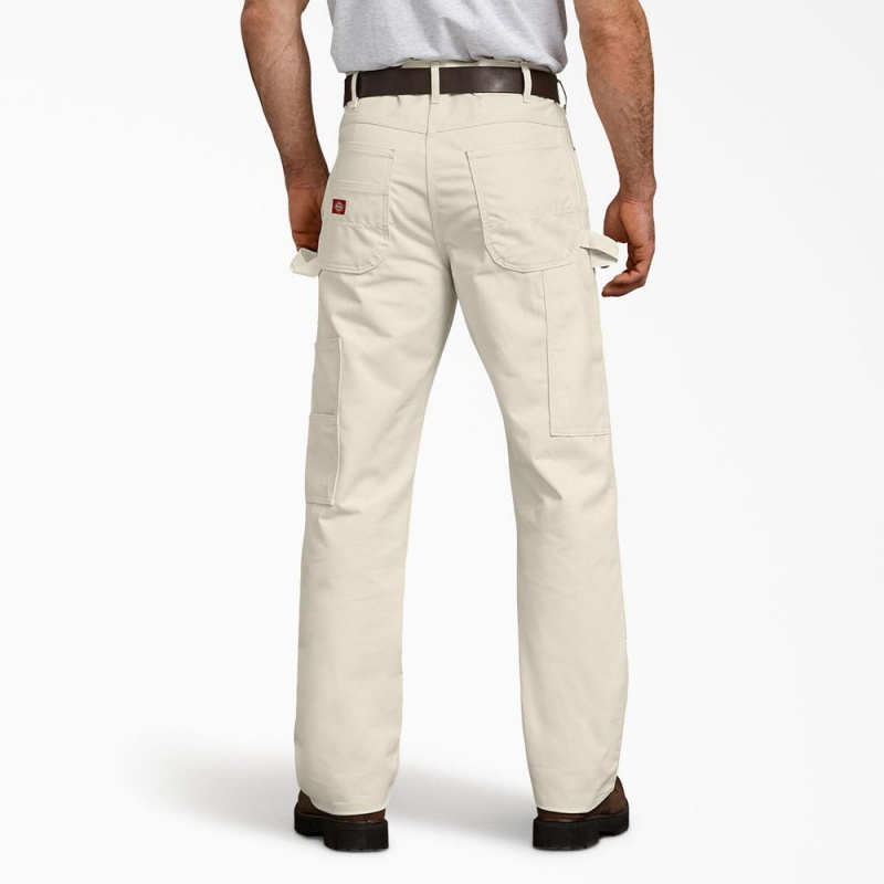 Men's Dickies Relaxed Fit Double Knee Carpenter Painter's Pants Beige | 2760951-WV