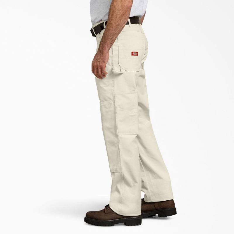 Men's Dickies Relaxed Fit Double Knee Carpenter Painter's Pants Beige | 2760951-WV