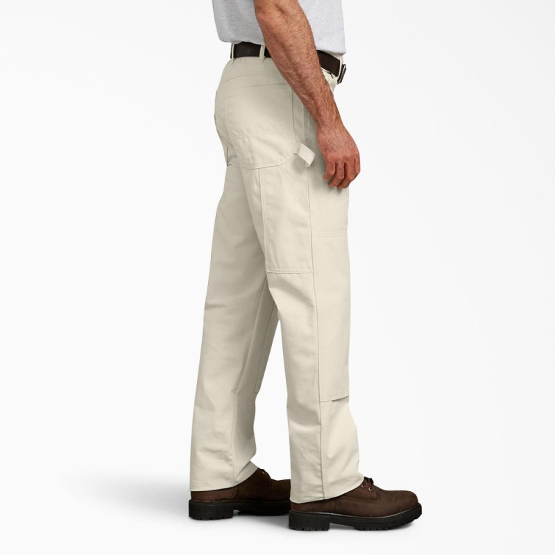 Men's Dickies Relaxed Fit Double Knee Carpenter Painter's Pants Beige | 2760951-WV