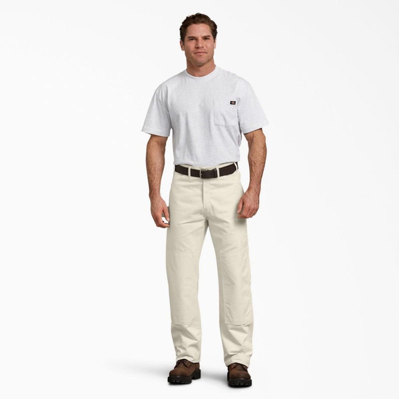 Men's Dickies Relaxed Fit Double Knee Carpenter Painter's Pants Beige | 2760951-WV