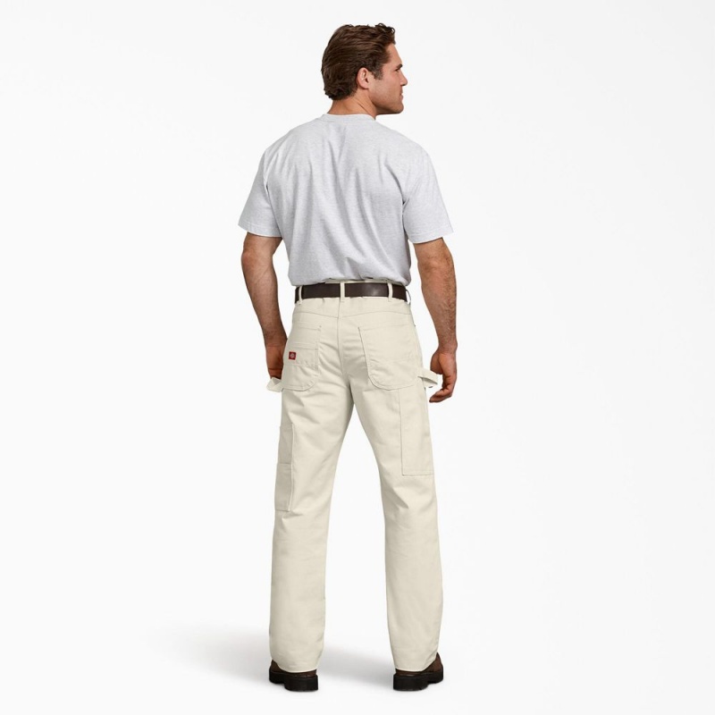 Men's Dickies Relaxed Fit Double Knee Carpenter Painter's Pants Beige | 2760951-WV