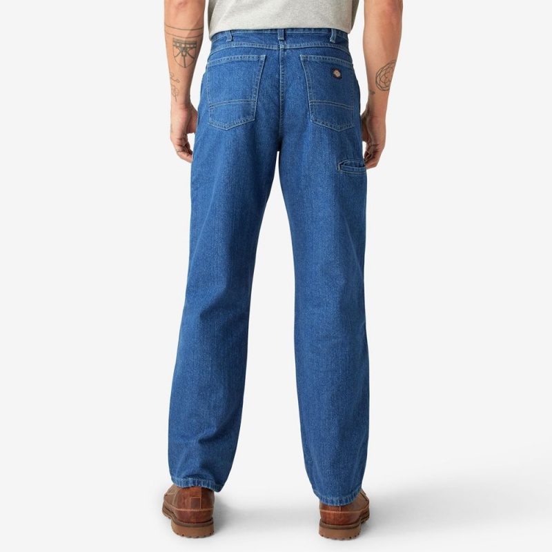 Men's Dickies Relaxed Fit Double Knee Jeans Blue | 7846935-AH