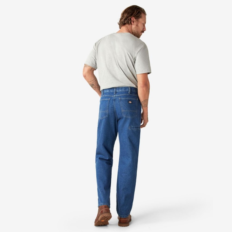 Men's Dickies Relaxed Fit Double Knee Jeans Blue | 7846935-AH