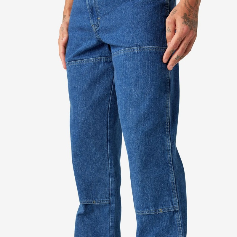 Men's Dickies Relaxed Fit Double Knee Jeans Blue | 7846935-AH