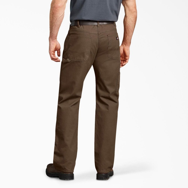 Men's Dickies Relaxed Fit Duck Carpenter Pants Brown | 3271860-JQ