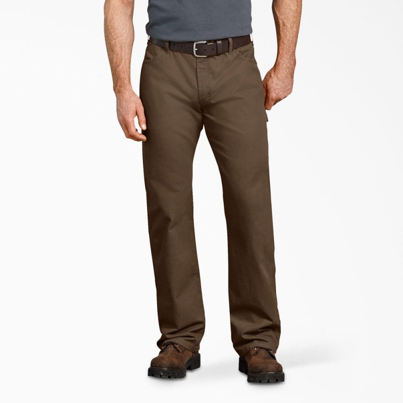 Men\'s Dickies Relaxed Fit Duck Carpenter Pants Brown | 3271860-JQ