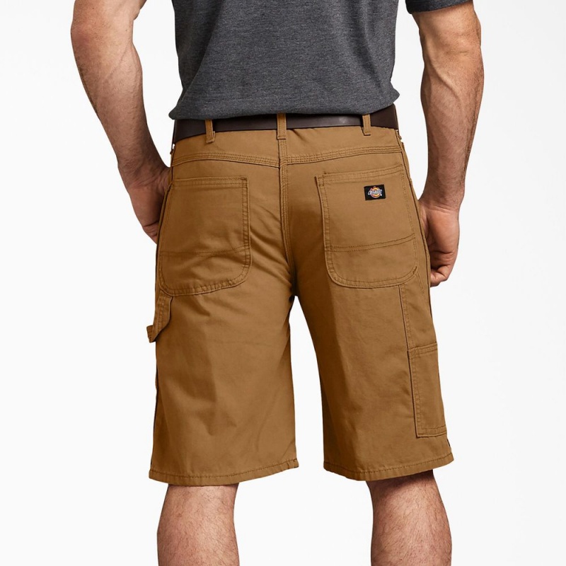 Men's Dickies Relaxed Fit Duck Carpenter Shorts Brown | 6180937-RN