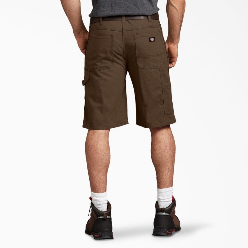 Men's Dickies Relaxed Fit Duck Carpenter Shorts Brown | 6235479-DI