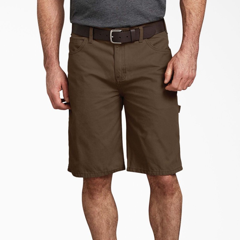 Men's Dickies Relaxed Fit Duck Carpenter Shorts Brown | 6235479-DI