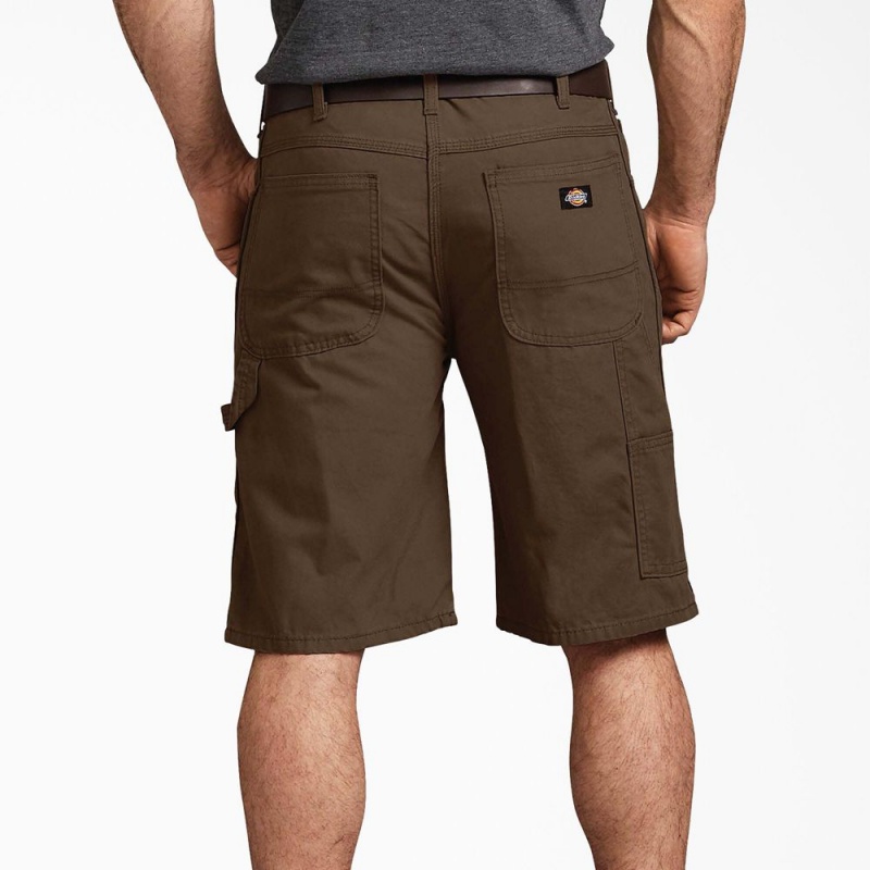 Men's Dickies Relaxed Fit Duck Carpenter Shorts Brown | 6235479-DI