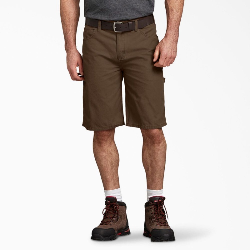 Men\'s Dickies Relaxed Fit Duck Carpenter Shorts Brown | 6235479-DI