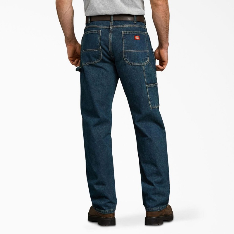 Men's Dickies Relaxed Fit Heavyweight Carpenter Jeans Blue | 3756892-WL