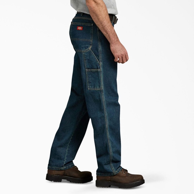 Men's Dickies Relaxed Fit Heavyweight Carpenter Jeans Blue | 3756892-WL