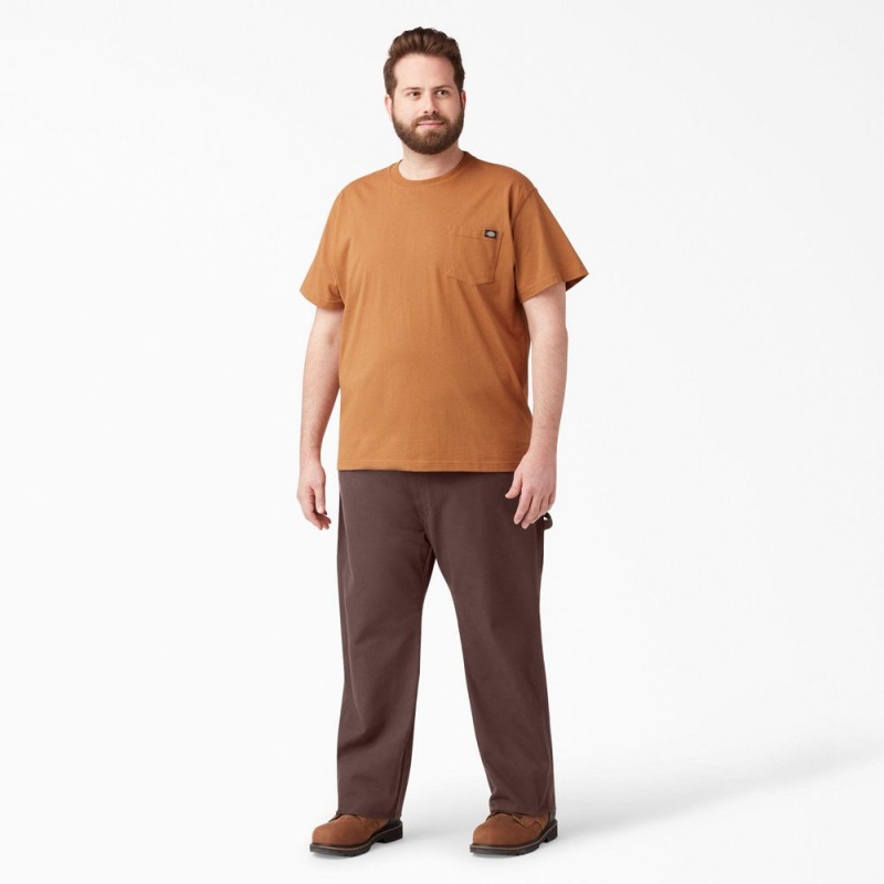 Men's Dickies Relaxed Fit Heavyweight Duck Carpenter Pants Brown | 0498271-WP