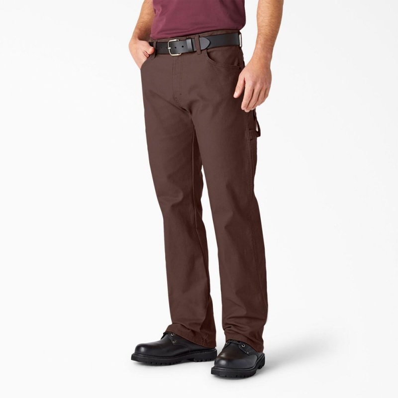 Men\'s Dickies Relaxed Fit Heavyweight Duck Carpenter Pants Brown | 0498271-WP