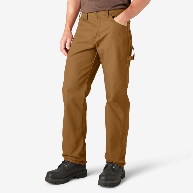 Men's Dickies Relaxed Fit Heavyweight Duck Carpenter Pants Brown | 0476958-JP