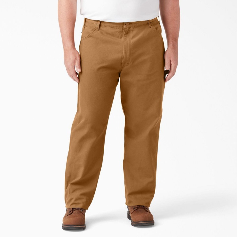 Men's Dickies Relaxed Fit Heavyweight Duck Carpenter Pants Brown | 0476958-JP