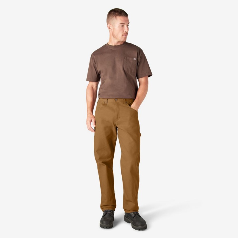 Men's Dickies Relaxed Fit Heavyweight Duck Carpenter Pants Brown | 0476958-JP