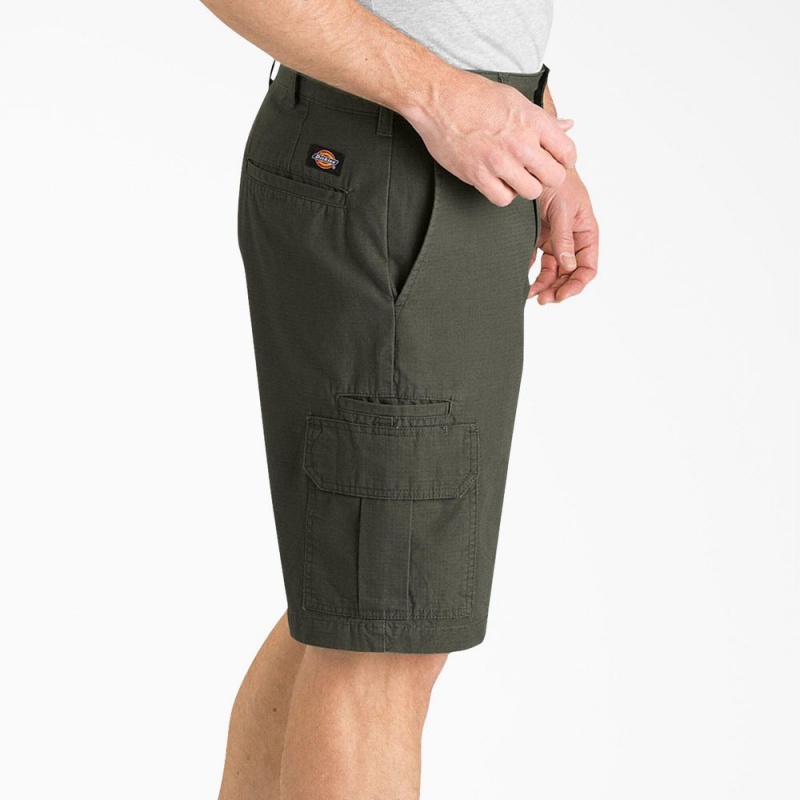 Men's Dickies Relaxed Fit Ripstop Cargo Shorts Green | 4896325-PO