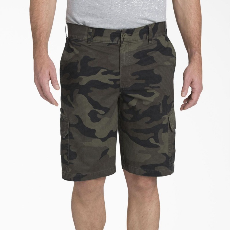 Men\'s Dickies Relaxed Fit Ripstop Cargo Shorts Green | 9382607-KP