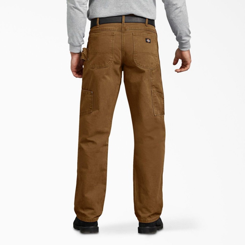 Men's Dickies Relaxed Fit Sanded Duck Carpenter Pants Brown | 8603214-PF