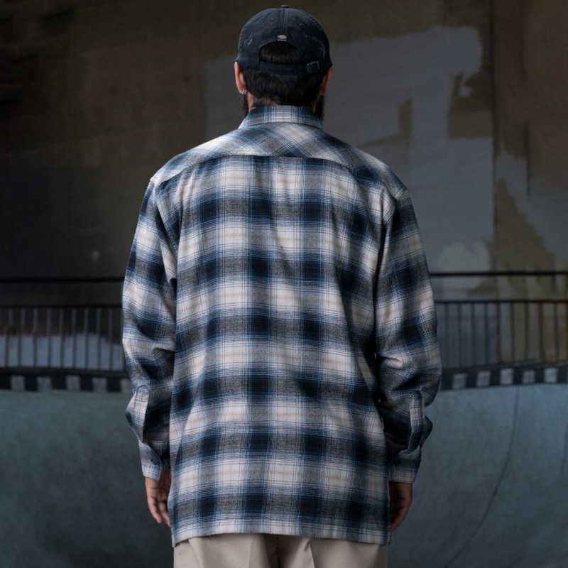 Men's Dickies Ronnie Sandoval Brushed Flannel Shirt Blue | 8540293-XR