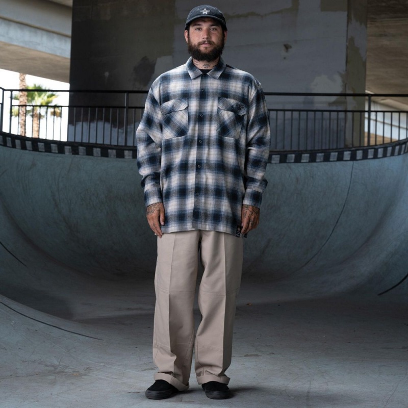 Men's Dickies Ronnie Sandoval Brushed Flannel Shirt Blue | 8540293-XR