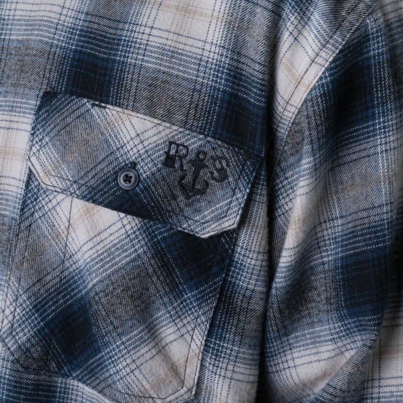 Men's Dickies Ronnie Sandoval Brushed Flannel Shirt Blue | 8540293-XR