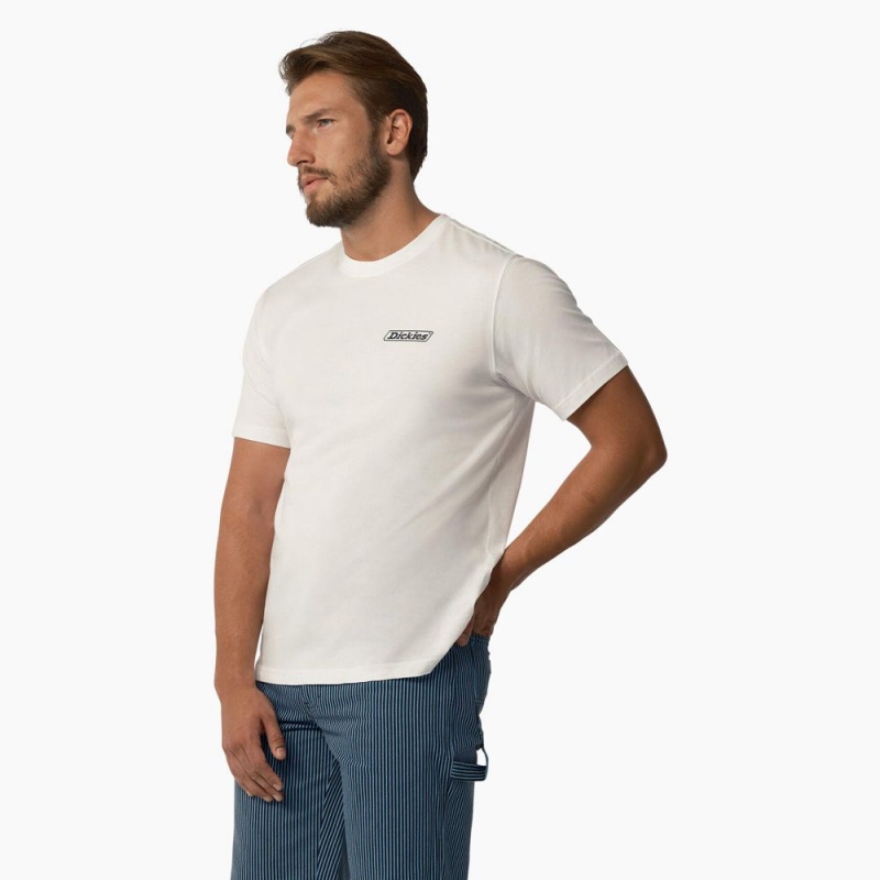 Men's Dickies Roseburg Short Sleeve T-Shirt White | 9376085-CY