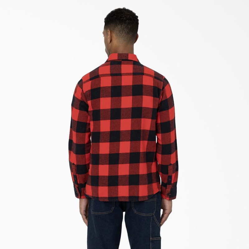 Men's Dickies Sacramento Shirt Red | 5187069-NZ