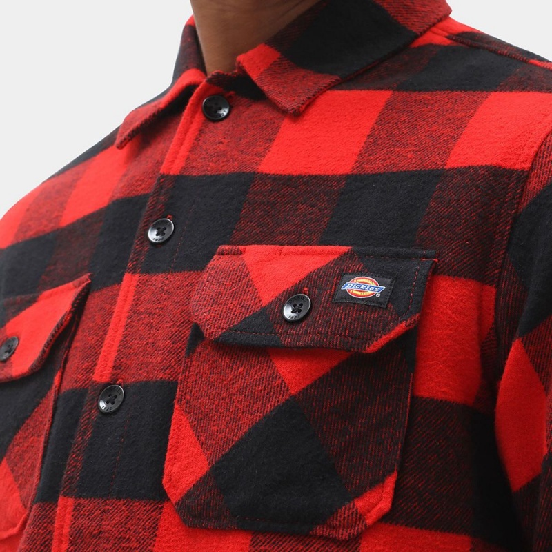 Men's Dickies Sacramento Shirt Red | 5187069-NZ