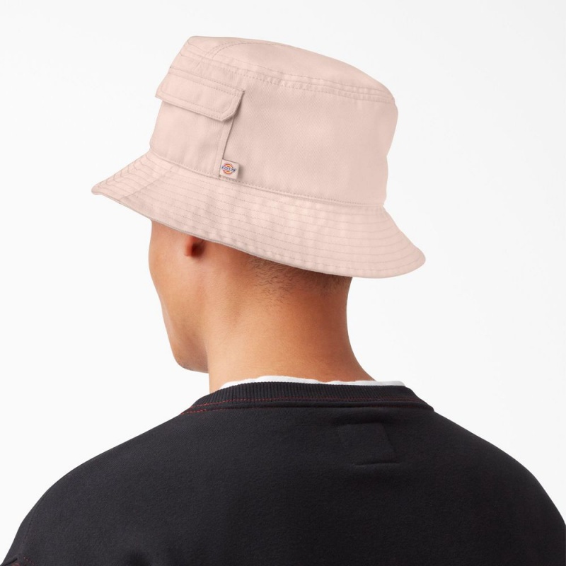 Men's Dickies Script Logo Bucket Hat Pink | 1597628-UD