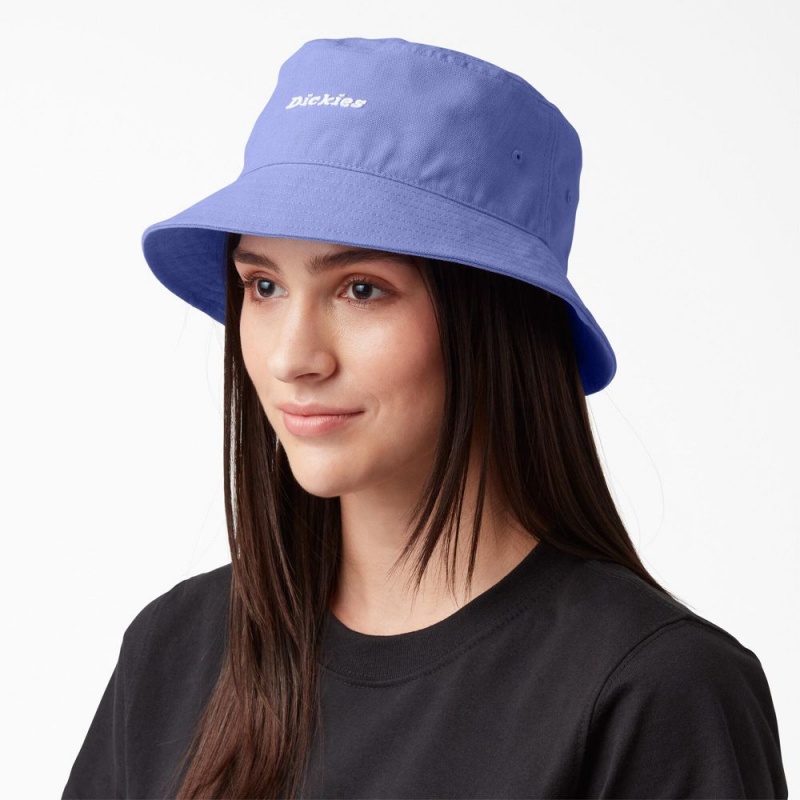 Men\'s Dickies Script Logo Canvas Bucket Hat Purple | 4386120-UQ