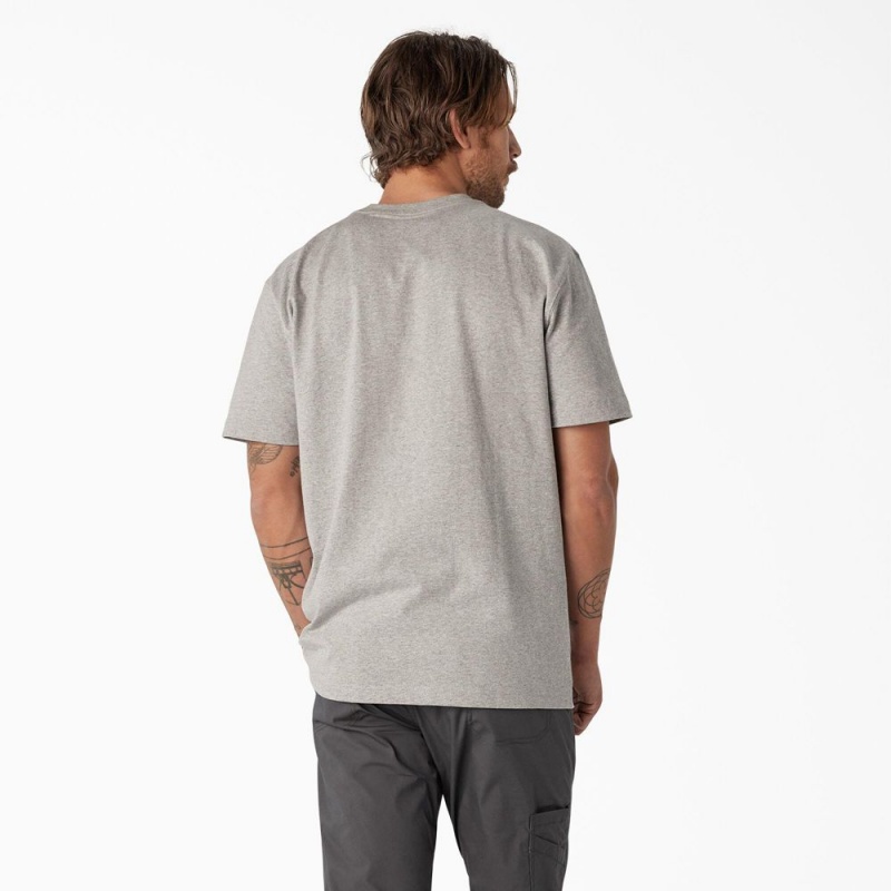 Men's Dickies Short Sleeve Heavyweight Logo T-Shirt Grey | 9841236-IO