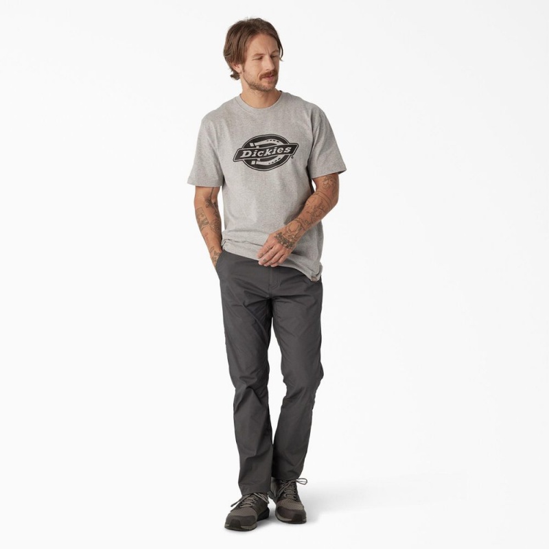 Men's Dickies Short Sleeve Heavyweight Logo T-Shirt Grey | 9841236-IO