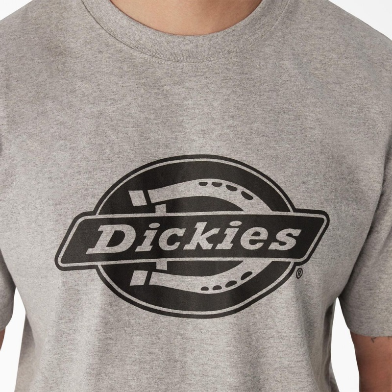 Men's Dickies Short Sleeve Heavyweight Logo T-Shirt Grey | 9841236-IO