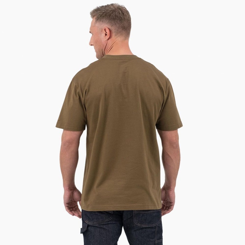 Men's Dickies Short Sleeve Wordmark Graphic T-Shirt Olive | 0632954-CA