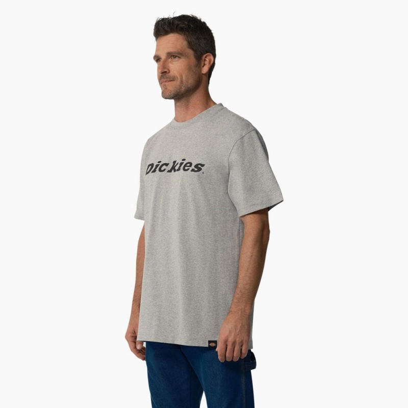 Men's Dickies Short Sleeve Wordmark Graphic T-Shirt Grey | 6792803-SQ