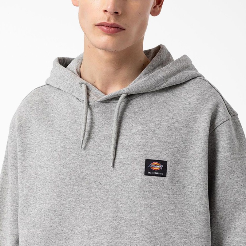 Men's Dickies Skateboarding Chest Logo Hoodie Grey | 9703542-JI